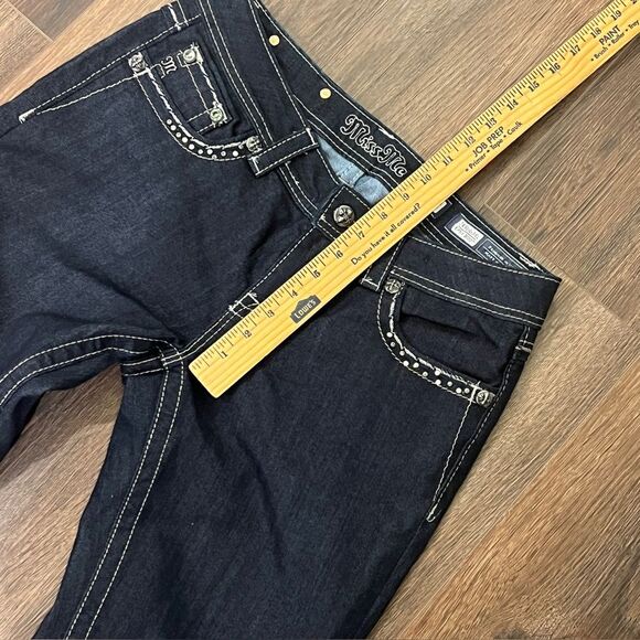 Miss Me Dark Denim Jeans with Unique Button Silver Sequins Detail - Picture 7 of 12